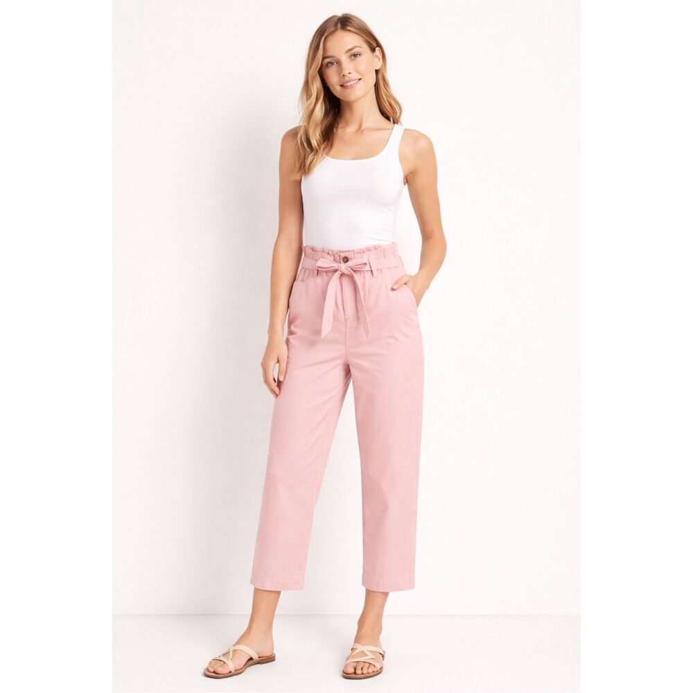 J. Crew Cropped Twill Paper-Bag Pants Iced Quartz Size 4 NWT